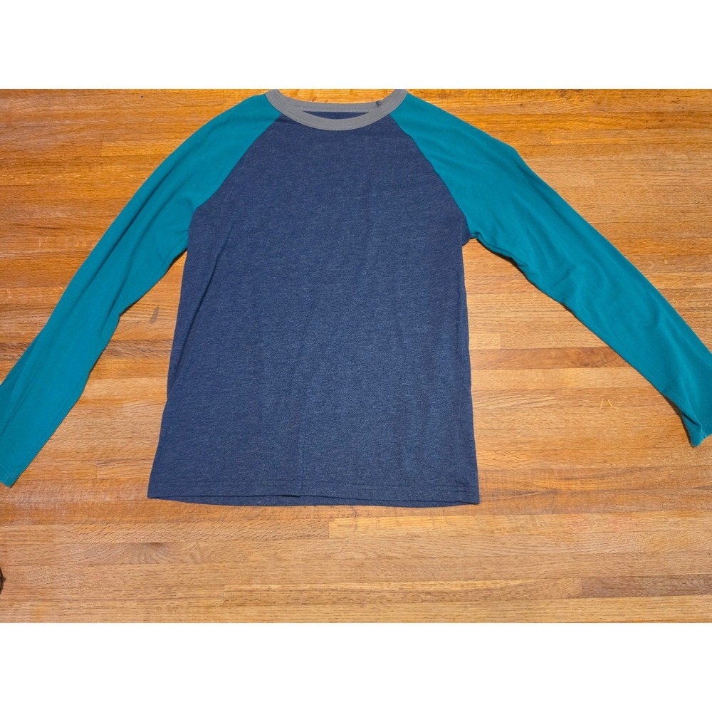 Circo Boys Large 12/14 Teal Heathered Blue Long Sleeve Raglan Baseball‎ Shirt